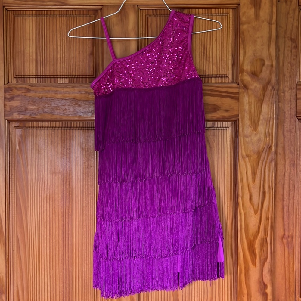 Balera tap / jazz costume size MA purple with fringe